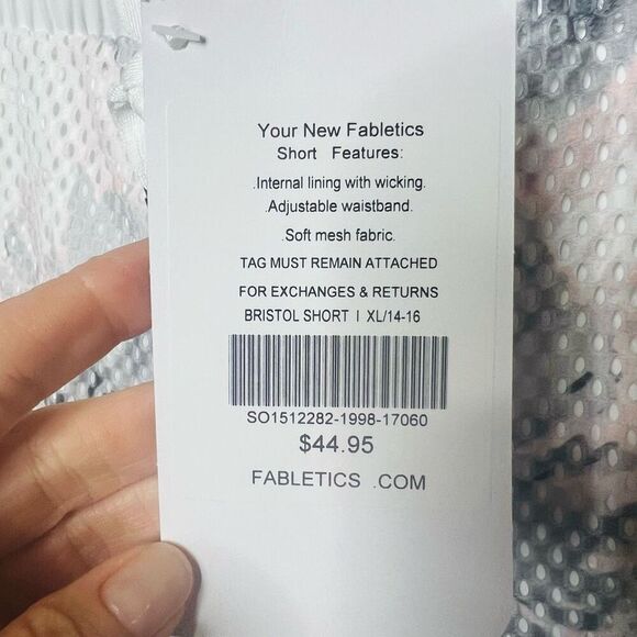 Fabletics Bristol Shorts NWT! Sz XL 14-16 Pink Gray White Camo Mesh Overlay - Picture 6 of 7